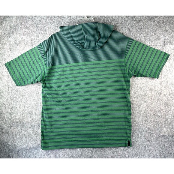 Vintage Tommy Hilfiger Shirt Men's Size XL Green Striped Hooded Short Sleeves - Picture 3 of 7